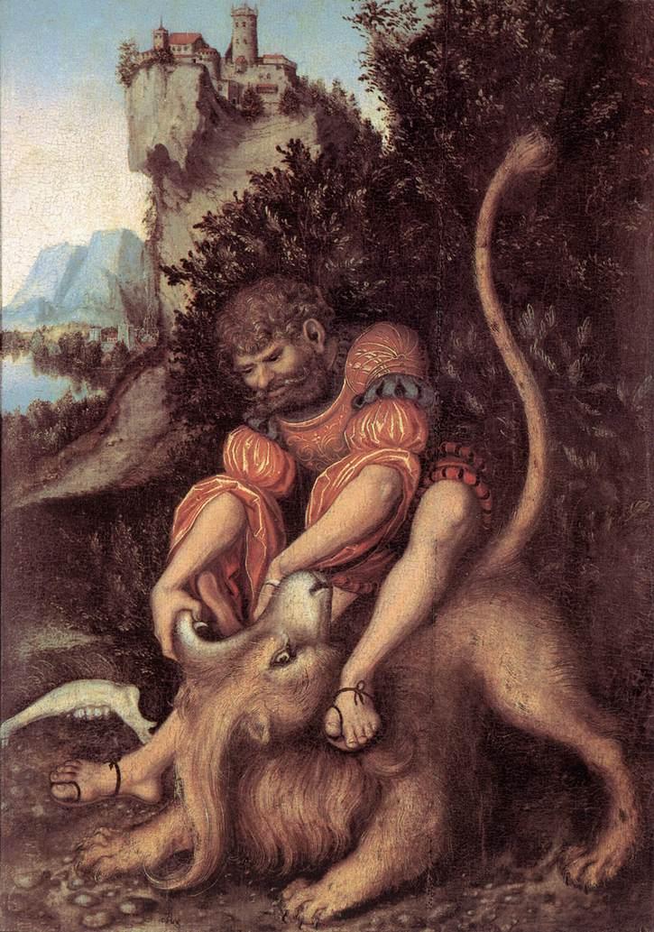 Samson killing the lion