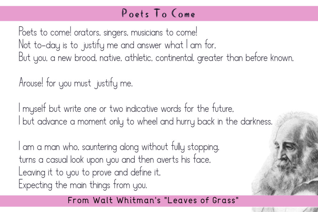 Poets to Come by Walt Whitman, Leaves of Grass